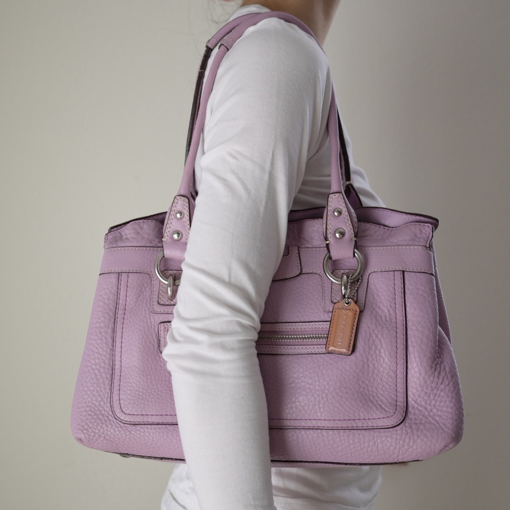 Y2K Coach Penelope Ruffle Purple Lavender Lilac Leather Shoulder Bag - Picture 12 of 13